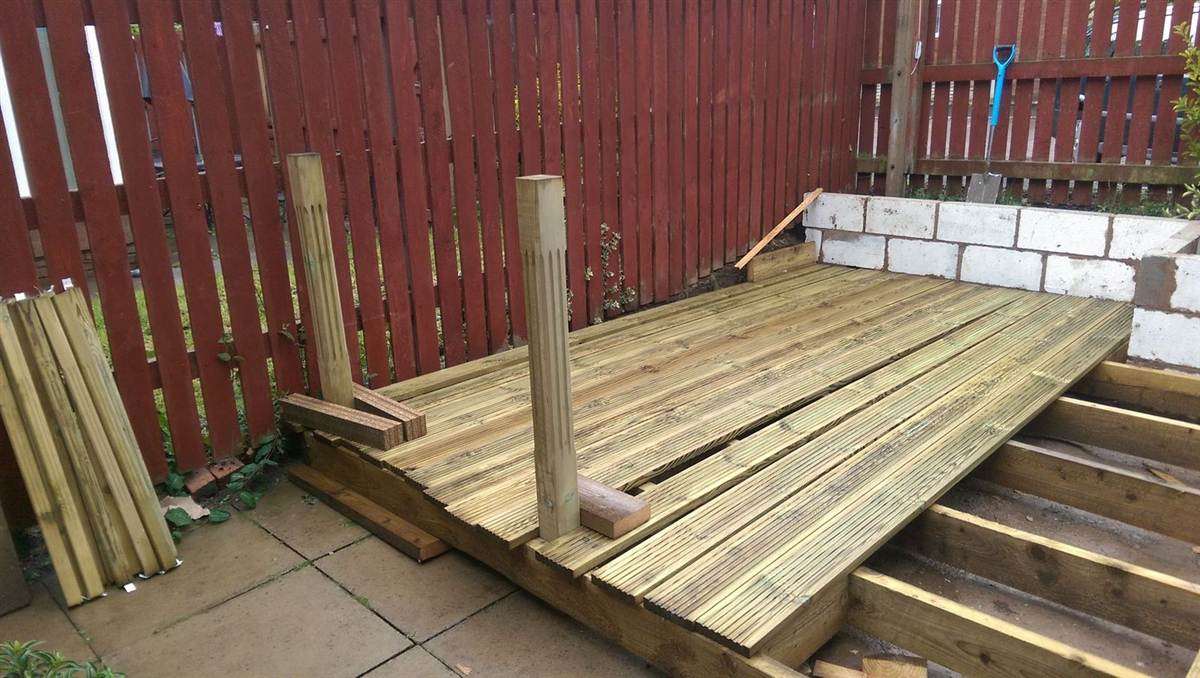 During — deck surface taking shape with balustrade posts in position
