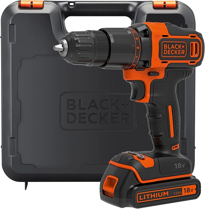 BLACK+DECKER 18V cordless hammer drill with case
