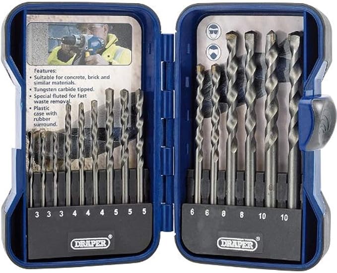 Draper 15-piece TCT masonry drill bit set