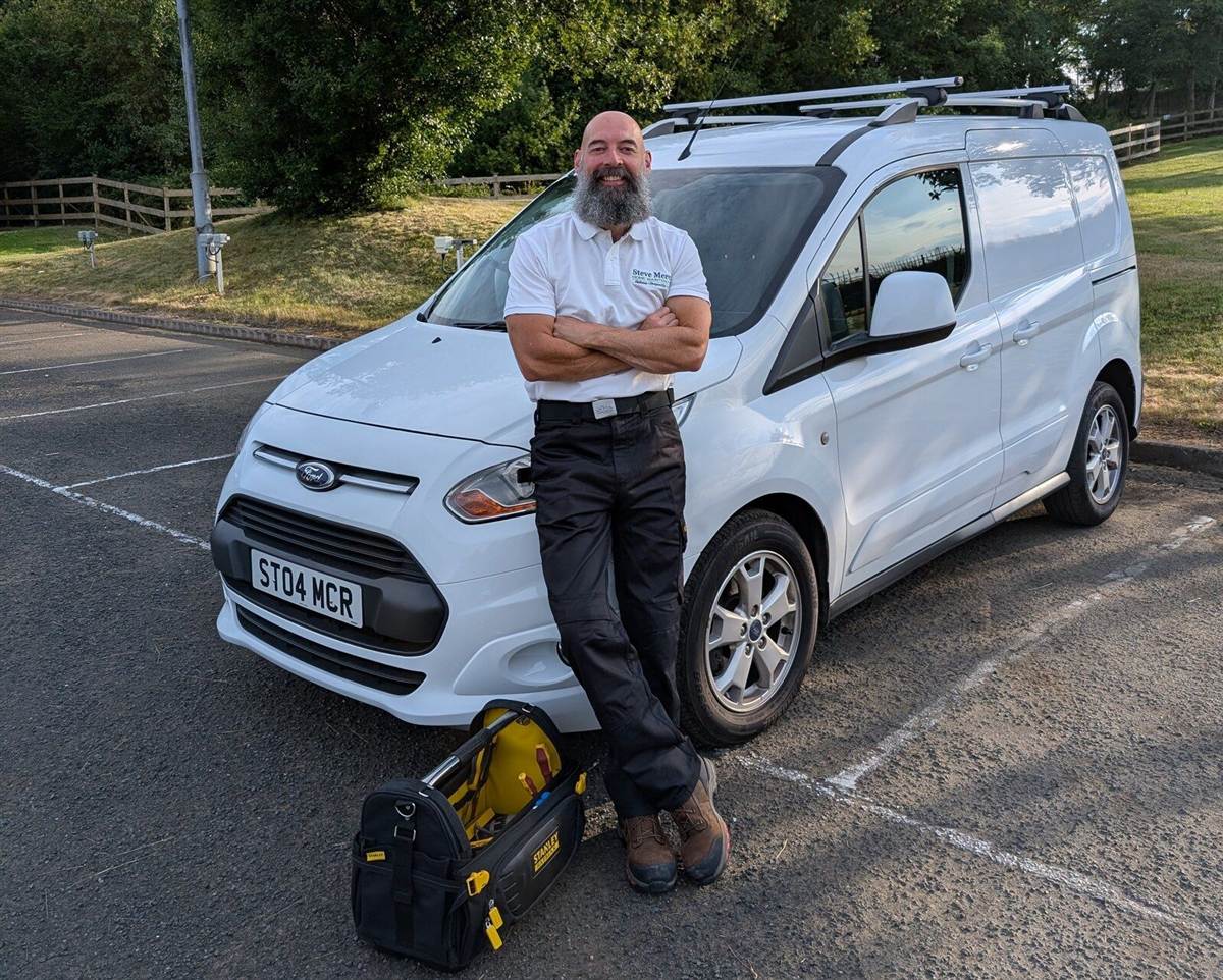 Steve Mercer with his van, ready for a job in Runcorn